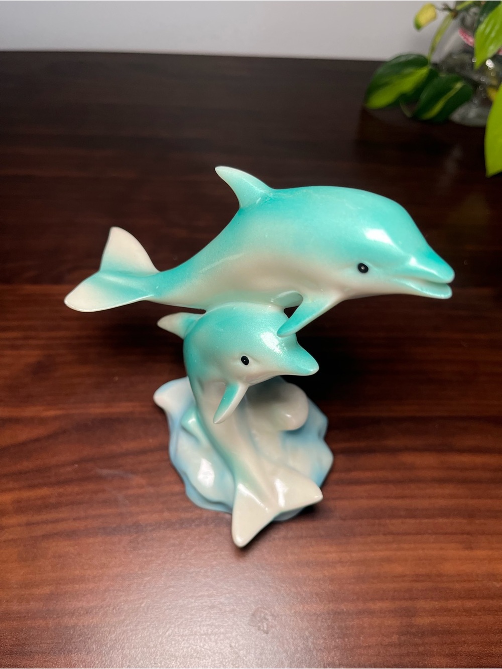 Vintage Glazed Ceramic Dolphin Figurine: Coastal Home Decor Dauphins 1980 - Picture 13 of 14